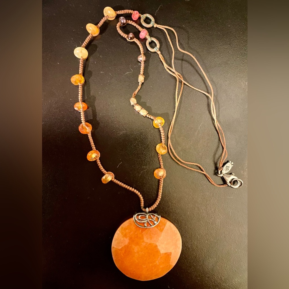 SILPADA .925 Sterling Silver Moroccan Sunset Faceted Aventurine Necklace - Picture 4 of 12